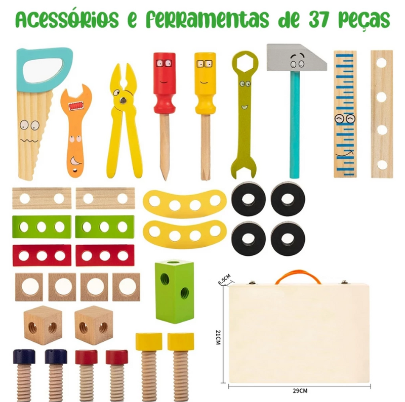 Kit de ferramentas de construção em madeira